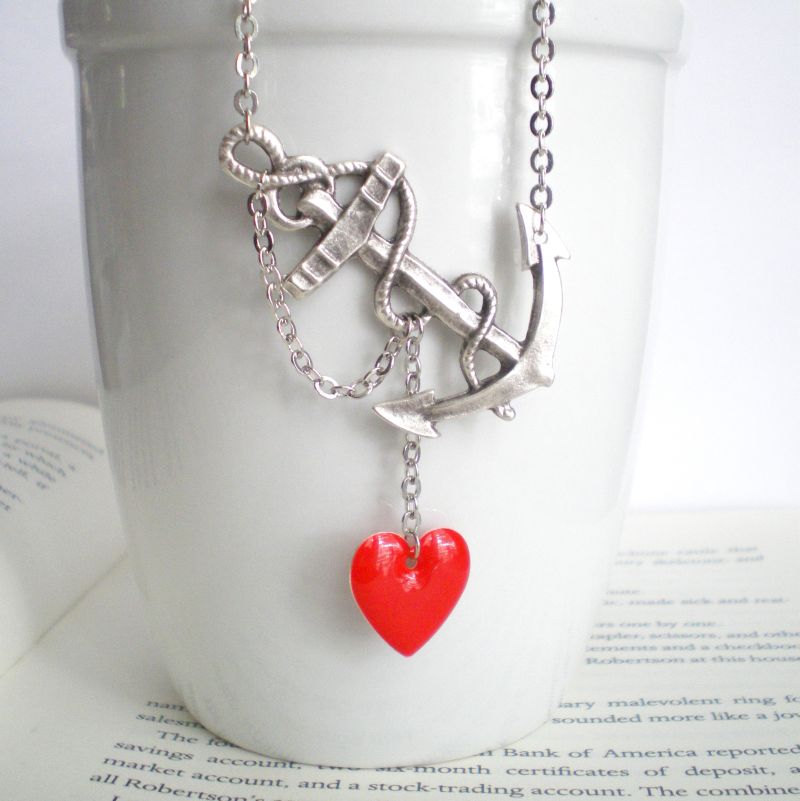 Silver Anchor Necklace - You Anchor My Heart - Navy And Marine Wife Inspired - Seller